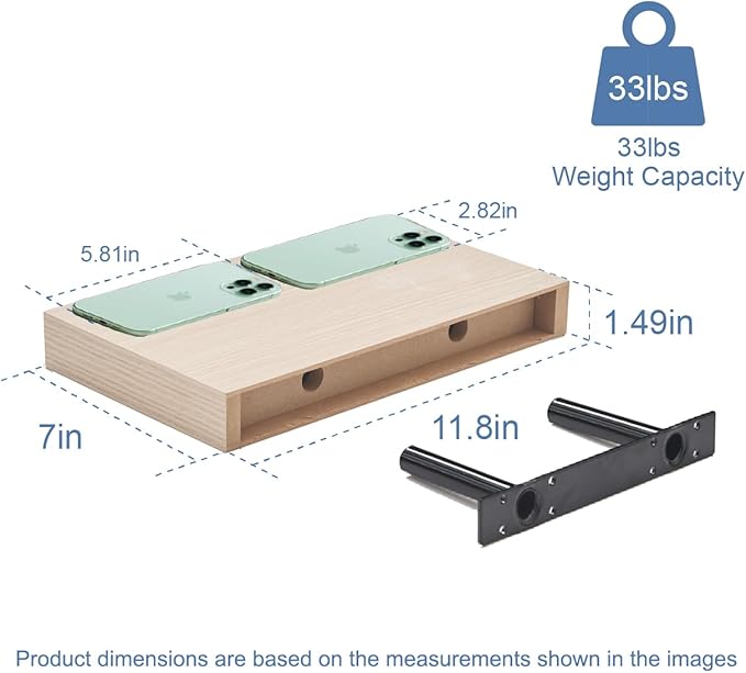 Floating Shelves for Wall, Bathroom Shelves Over Toilet, Wall Shelves & Book Shelf for Room, Hanging Shelf, Modern Wooden Wall-Mounted Small Floating Shelves, 12x7x1.5 in (Oak, Set of 3)
