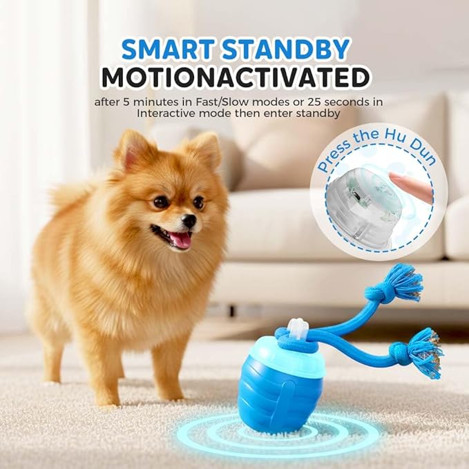 Interactive Dog Toys, New Motion Activated Cat Balls with 360° Smart Automatic Rolling Moving, Fun Boredom Relief for Cats and Dogs Indoor Play (Blue)