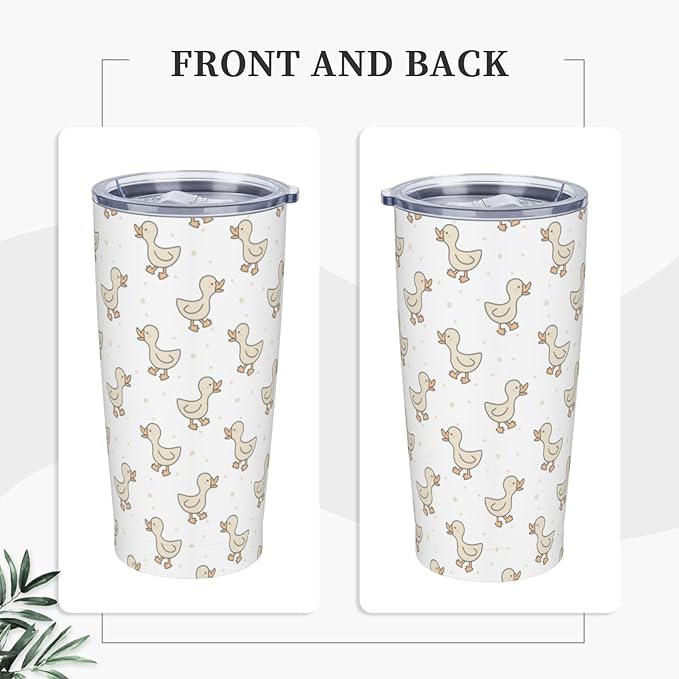 Ducks Tumbler 20oz Cute Yellow Stainless Steel Insulated Tumblers with Lid and Straw Animal Travel Coffee Mug Tea Wine Cups Water Bottle Duck Gifts for Women