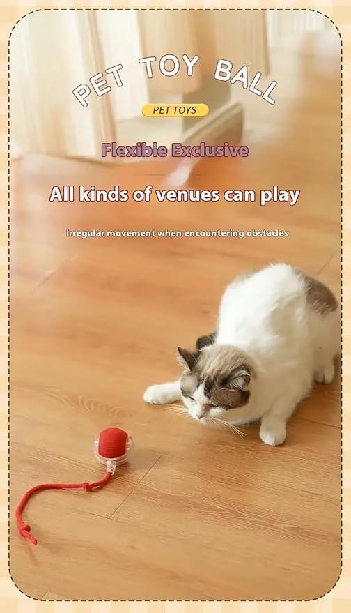 Interactive Cat & Small Dog Toy with Tail, Automatic Rolling, USB Rechargeable Smart Mouse – Juguete Interactivo para Gatos y Perros Pequeños con Cola, Ratón Inteligente Recargable (Pink)