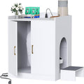 Heybly Litter box Enclosure,large Cabinet with Charging Station,Wooden Cat Litter Box Enclosure Furniture for Self-Cleaning Robot 3 & 4,Hidden for Smart Litter Box Size for senior cats,White HCLB005WT
