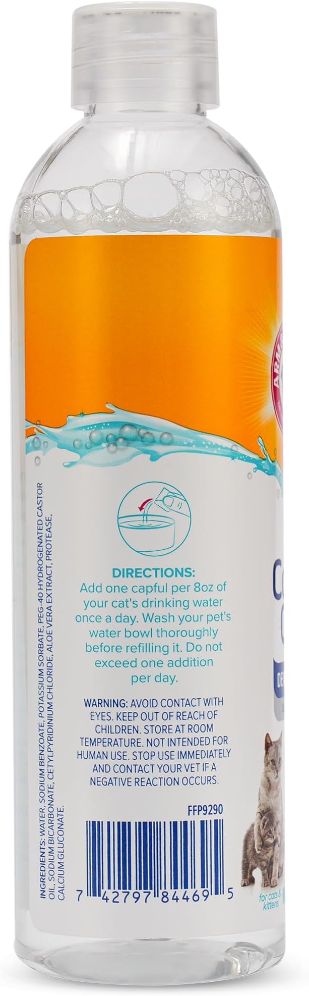 Arm & Hammer Complete Care Dental Water Additive for Cats, Cat Breath Freshener, Cat Mouth Wash or Dental Rinse, Simply Add to Pet Drinking Water for Fresher Breath, Value Size 8 FL OZ - 6 Pack