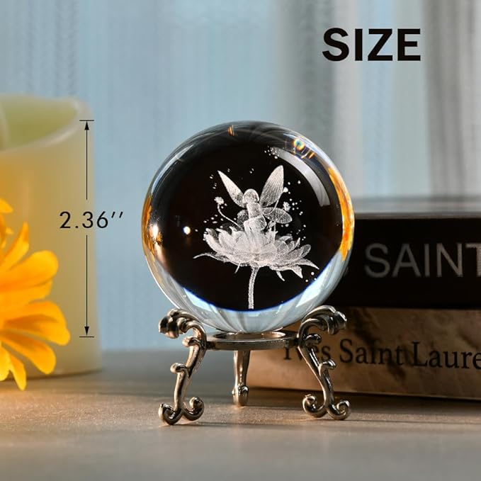 Fairy Gifts for Women 3D Fairy Gift for Her Girl Lovers Crystal Ball Globe Gifts for Wife Wedding Gift with Stand