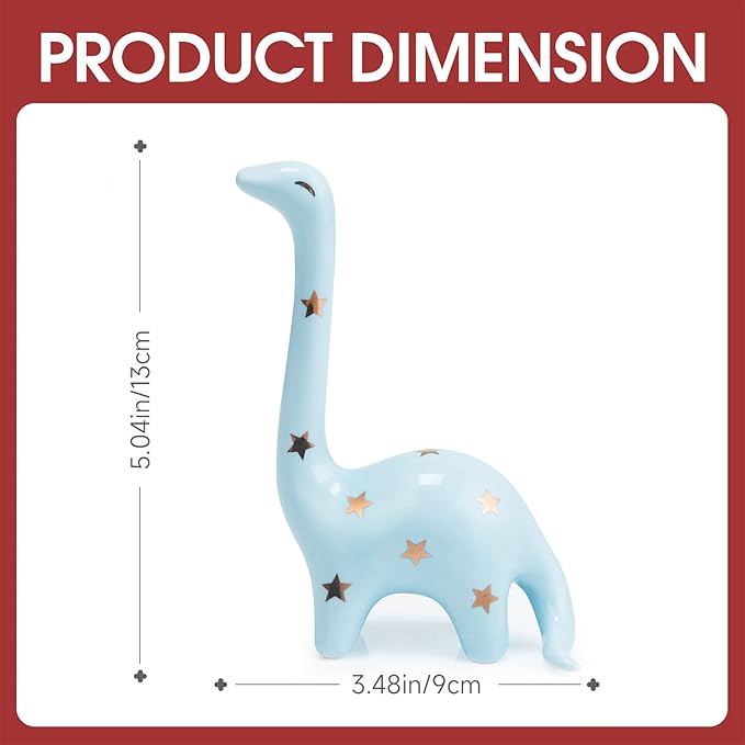 PUDDING CABIN Blue Dinosaur Ring Holder Engagement Wedding Ring Stand, Rings Oragnizer, Mothers Day Christmas Birthday Gifts for Women, Dinosaur Decor