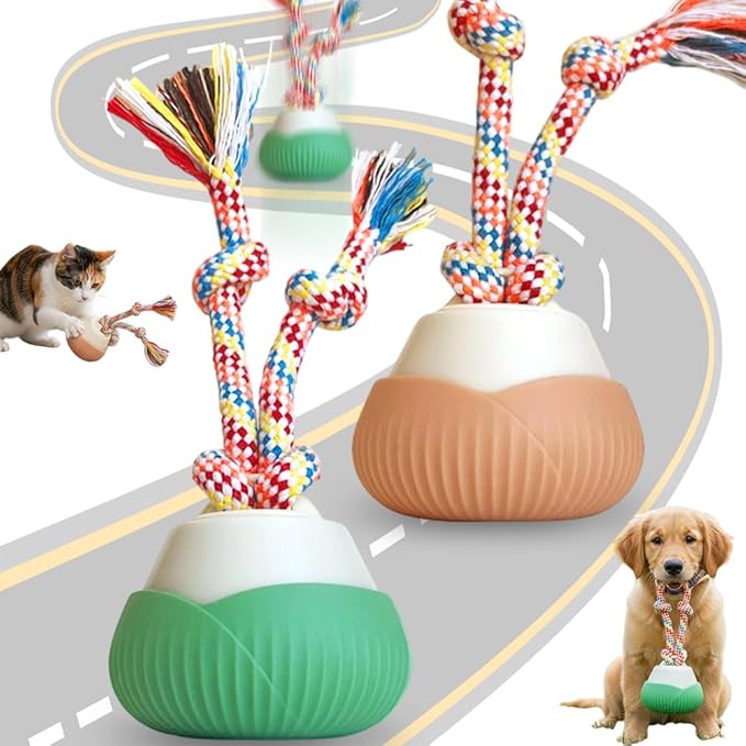 2026 New Interactive Dog Toys, Automatic Moving Interactive Cat Toy with 3 Speed Modes, USB Rechargeable Smart Motion Rolling Ball with Tail Rope, Indoor for Small Medium Large Dogs (Green + Orange)