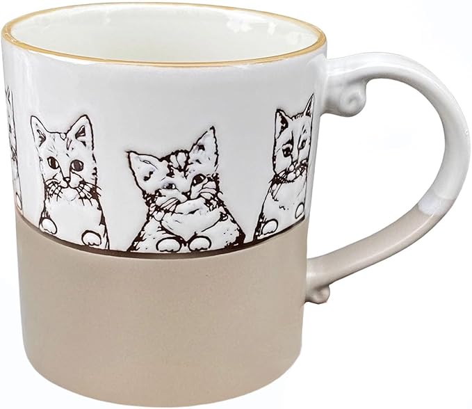 20oz Cat Lovers Ceramic Coffee Mug - Vivid Pattern Tea Cup, Novelty Gift for Office and Home, Women, Girls, Men - White