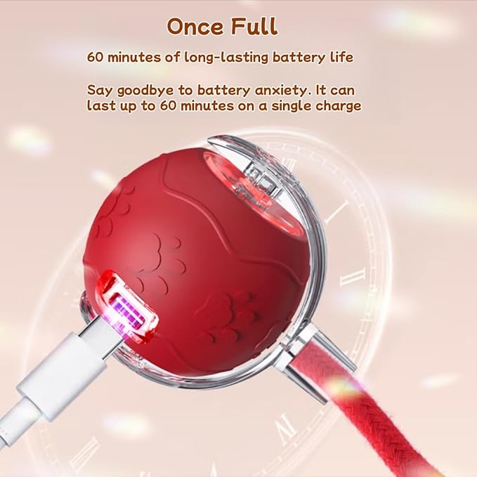 2026 New Interactive Cat Toy Ball for Indoor Cats Dog, Smart 360° Automatic Rolling Pet Ball Kitten Toys with Replace Feather , 3.0 Tail Electric Cat's Toys with LED Light Three Modes Adjustment
