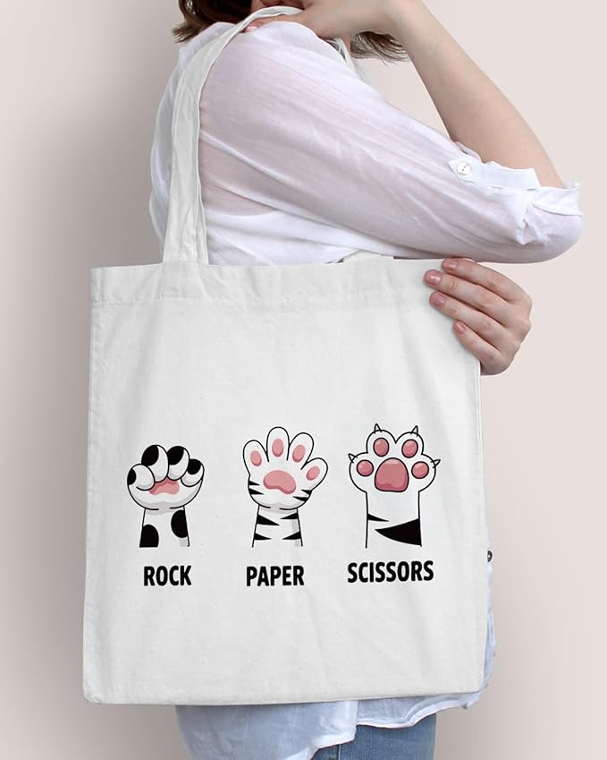 Cute Cat Canvas Tote Bag for Women Funny Cat Bag for Shopping Work Travel Lover Totes Gifts