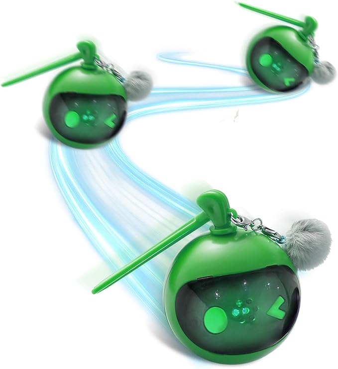 Interactive Cat Toys for Indoor Cats, Automatic Motion Activated Kitten Ball Toy, Moving Stimulation Cat Toys for Bored Indoor Adult Cats, Low Noise Fast Rolling Moving Ball (Green)