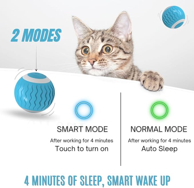 Cat Toys Interactive Spinning Ball, for Cats and Kittens. Great Exercise, with Flashing LED Lights, and it’s Rechargeable. Orange