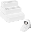 BALAPET Adjustable 3 Steps Litter Box Ramp with Filter Function, Detachable Litter Trapper, Easy Clean Cat Litter Stair for Small & Elderly Cats(White)