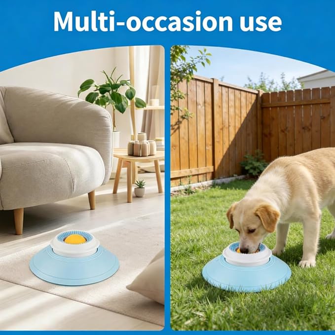 Dog Lick Sphere – Slow Feeder Lick Toy for Dogs & Cats, Interactive Licking Ball for Liquid Food, Non-Slip Enrichment Toy to Keep Dogs Busy, Anxiety Relief, Easy to Clean (Yellow)