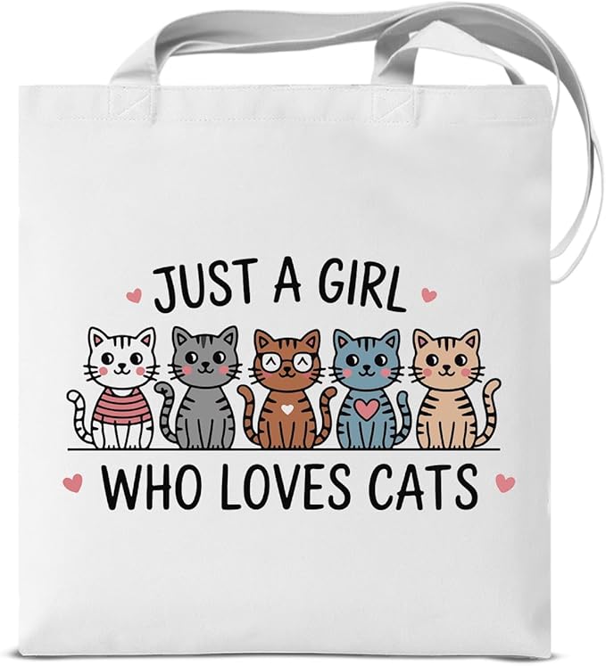 Cute Cat Canvas Tote Bag for Women Funny Cat Bag for Shopping Work Travel Lover Totes Gifts