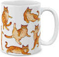 MUGBREW Orange Tabby Cat Funny Playful Postures Ceramic Coffee Mug Tea Cup, 11 OZ