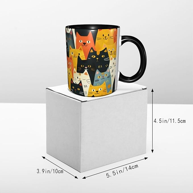 Cat Coffee Mug 11OZ Funny Ceramic Tea Cup Kitchen Decor Novelty Mugs for Home Office Travel