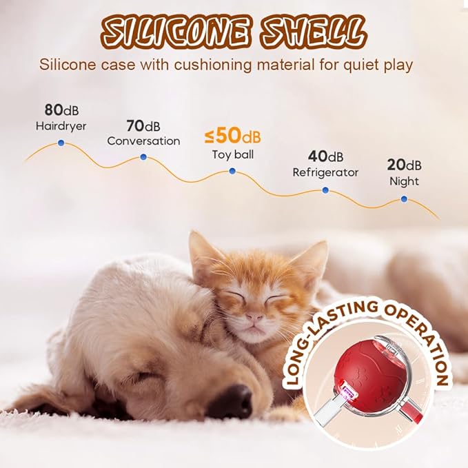 Interactive Cat Toys for Indoor Cats, 2026 New Smart Interactive Ball for Cats & Dogs, Electric Rolling Ball Toy for Bored Indoor Adult Cat to Keep Them Busy (Red)