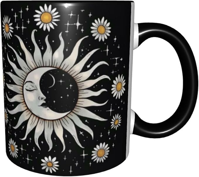 Moon and Sun Coffee Mug 11oz Ceramic Tea Cup With Handle Funny Porcelain Mugs for Women Dishwasher Microwave Safe