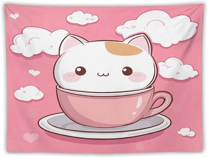 MaSiledy Wall Tapestries Kawaii Cat Tapestry Cat Lover Gifts Aesthetic Bedroom Tapestries Wall Art for Bedroom Wall Hanging for Room 60"x80" Wall Hanging for Home Decor Bedroom Living Room Dorm Decor