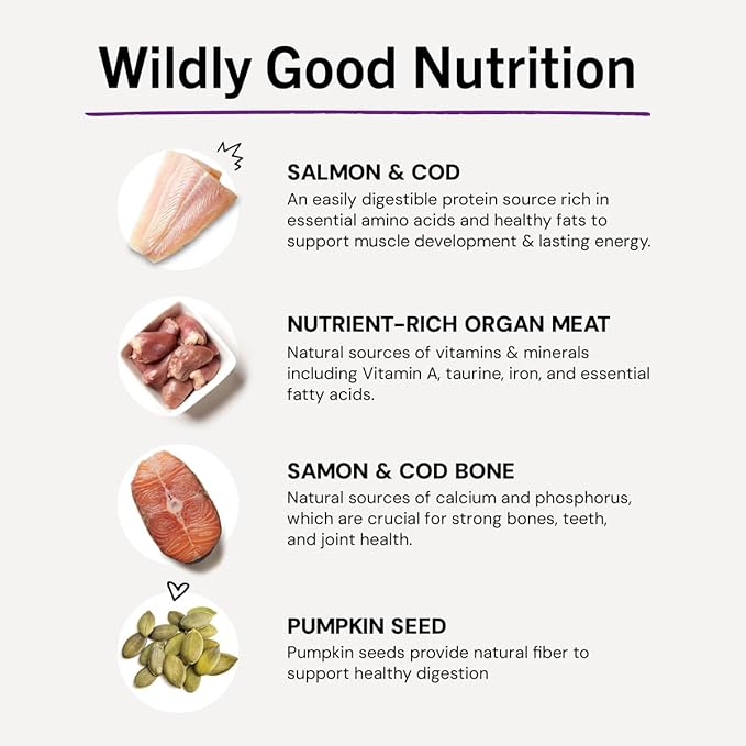 Stella & Chewy's Freeze-Dried Raw Cat Dinner Morsels - Premium Salmon & Cod Recipe with 98% Wild-Caught Fish & Organs - Natural Grain-Free Cat & Kitten Food - Made in USA - 18 oz