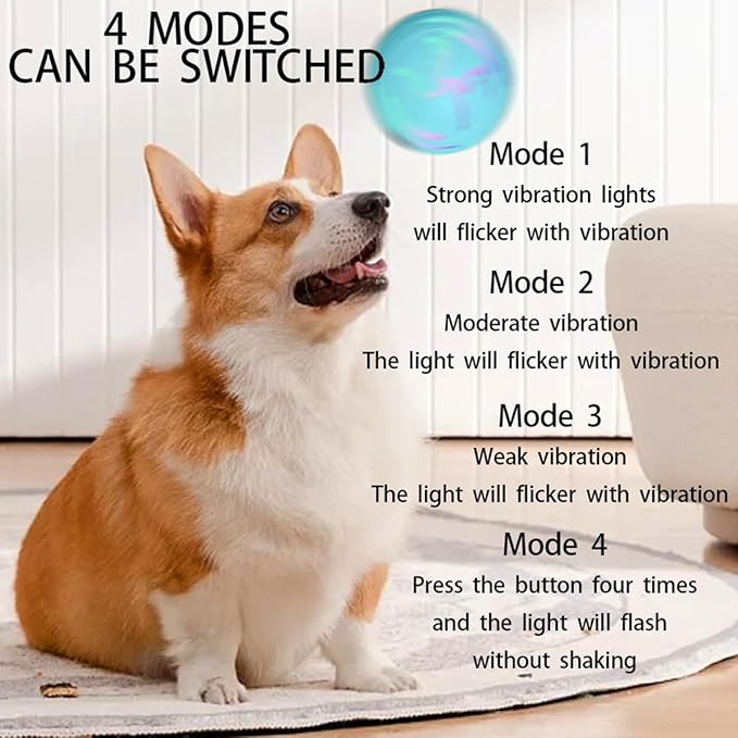 2Pcs Smart Dog Jumping Ball, Glowing and Bite-Resistant Vibrating DogBalls,Interactive Dog Toys,Suitable for Outdoor and Living Room Dog Toy,Puppy Essentials Made of TPU（Orange&Blue）