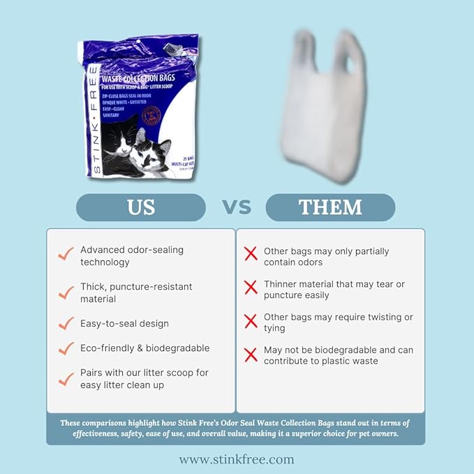 Scoop & Bag Odor Sealing Cat Litter Poop Waste Bags 3 Pkgs