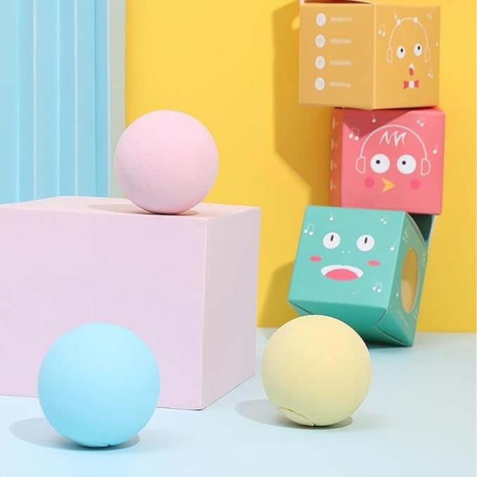Cat Toys Balls Interactive Cat Toy Simulating Animal Chirp with Birds Frogs or Crickets Chirping Automatic Cat Toys for Indoor Cats (Yellow, Ball)