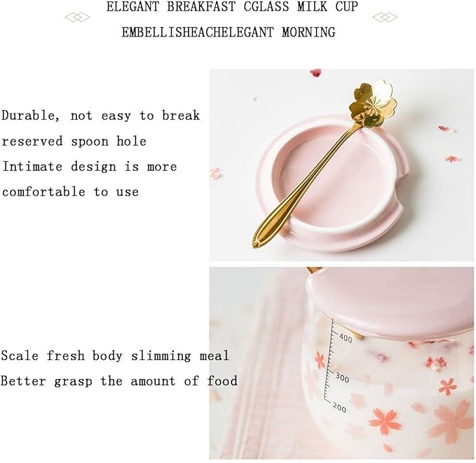Sakura Cup, Creative Sakura Mug, Cute Heat-resistant Mug, Borosilicate Glass Coffee Cup, Transparent, Gift(Color: Pink D, Size: 3 Piece Set)