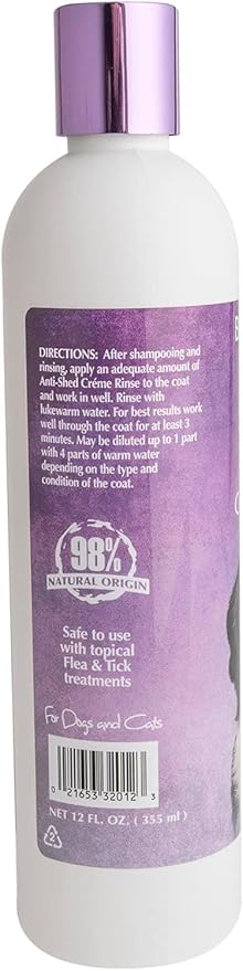 Bio-Groom Anti-Shed Deshedding Dog Conditioner - Odor Eliminating, Anti-Shedding, Dog Bathing Supplies, Puppy Wash, Cat & Dog Grooming Supplies, Cruelty-Free, Made in USA - 12 fl oz 1-Pack