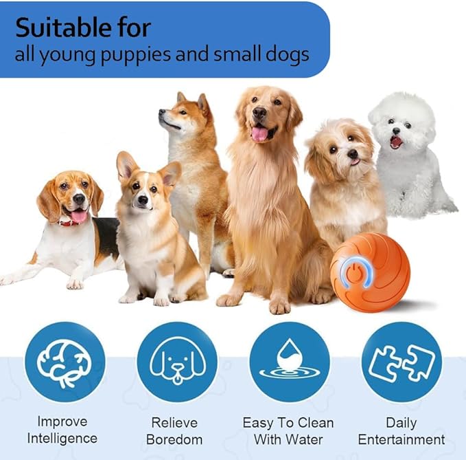 2025 New Vibrating Dog Ball, Automatic Moving/Bounce/Interactive Dog Toys, Shaky Ball Toy for Small Cats Dogs (Blue)