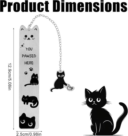Black Cat Bookmark, Zinc Alloy Aesthetics Silver Metal Bookmark for Reading Lovers Funny Gift Cute Reading Accessories for Men Women Book Enthusiasts (Three Black Cats)