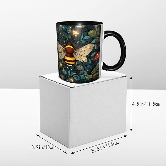 Bee Coffee Mug 11oz Ceramic Tea Cup With Handle Funny Porcelain Mugs for Women Dishwasher Microwave Safe