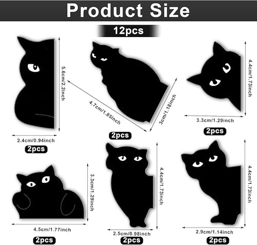 12 Pcs Magnetic Bookmarks, Black Cat Bookmarks for Women, Cute Cat Book Mark Clips Set, Magnetic Book Page Clips, Kawaii Bookmark for Women, Teachers, Students