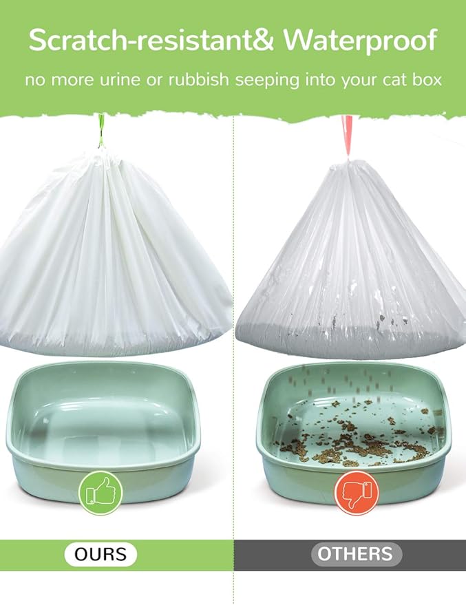 Litter Box Liners, 28 Count Giant Jumbo Cat Litter Pan liners, Drawstring Litter Liner Bags For Litter Box Pan, Extra Large Thick Kitty Litter Liner XXL, Eco Friendly Pet Supplies (45" x 19")
