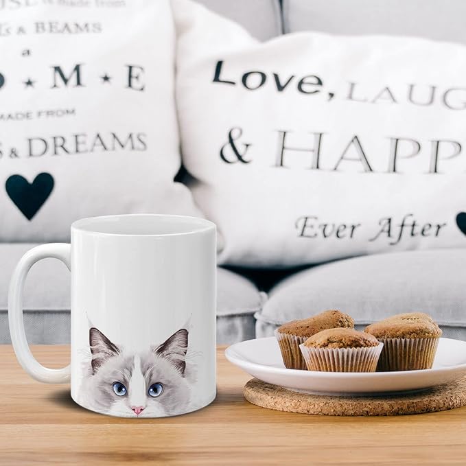 MUGBREW Lilac Ragdoll Cat Ceramic Coffee Mug Tea Cup, 11 OZ
