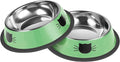 2 Pcs Non-Slip Stainless Steel Small Cat Food Bowls - Unbreakable, Thicken 7 Oz Cat Dishes - Indoor, Removable Rubber Base, Easily Clean, Lovely Color
