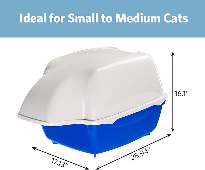 Ferplast Cosmic Outdoor Cat Litter Box - Waterproof Dog-Proof Cat Toilet with Tunnel Entry, High-Sided Base for Litter Containment, Easy-Clean Design, Durable Thermoplastic Resin in Blue