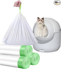 60 Count Cat Drawstring Litter Box Liners 26.6x16.7 inches 2Mils Super Thickfor Self-Cleaning Litter Box Cat Litter Pan Trays(Green Drawstring 60 count)