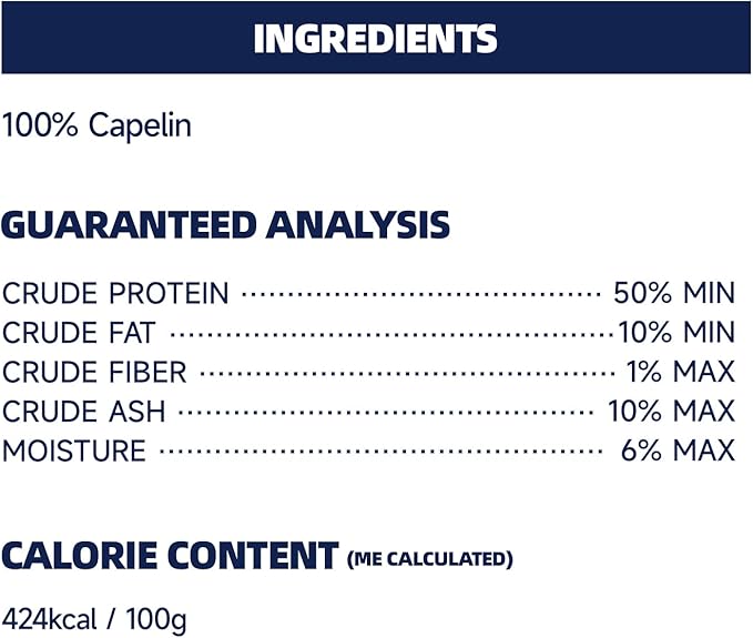 Freeze Dried Capelin Treats for Dogs & Cats, Single Ingredient Pet Fish Snacks, High Protein, Rich in Omega-3 for Skin Coat Health, Grain Free, 4.94 oz