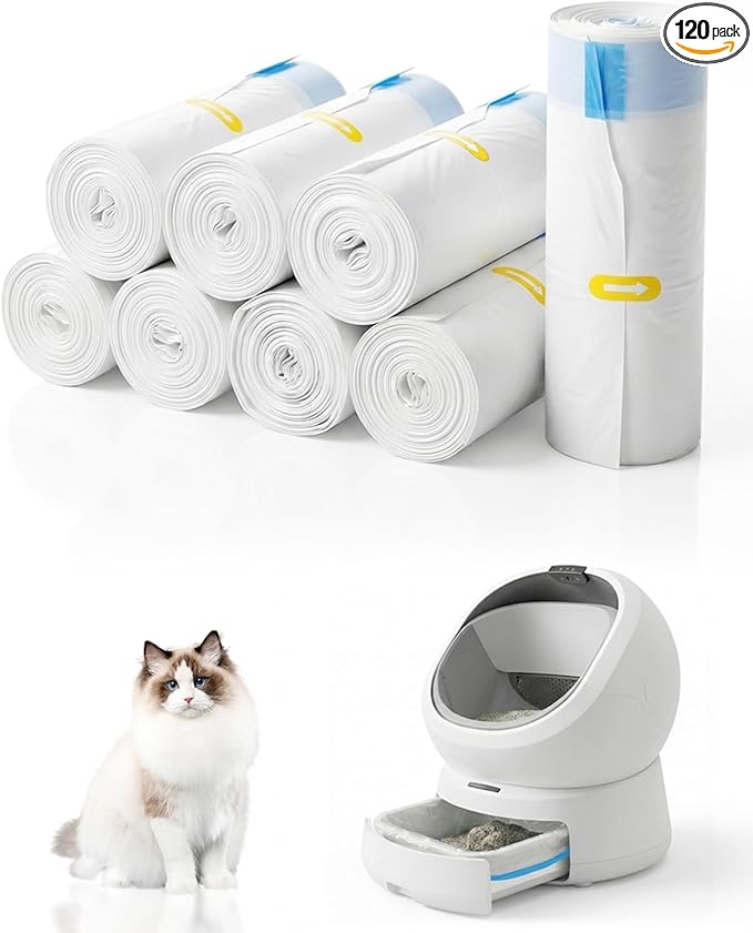 Litter Box Liner for PETLIBRO Luma Automatic Cat Litter Box, 120 Count Cat Litter Bags, Thick Drawstring Liners for Automatic Litter Box Waste Drawer