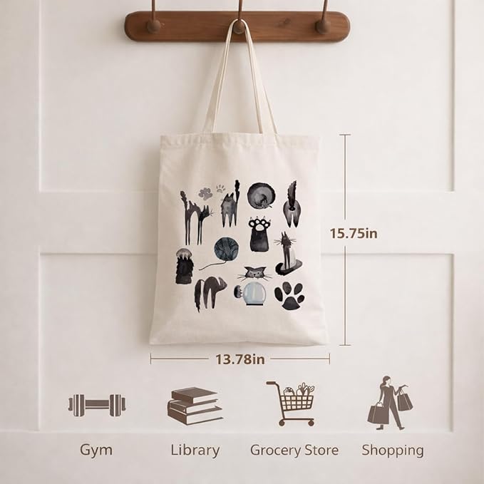 Cute Animal Tote Bag, Animal Lover Gift, Canvas Tote Bag for Women, Reusable Shopping Bags for Casual Shopping Work