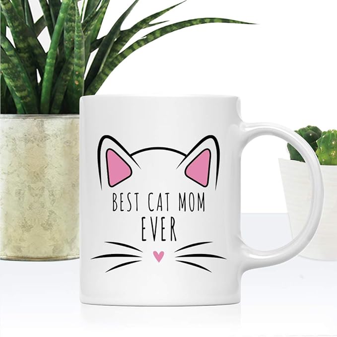 Andaz Press Funny Cat Lover 11oz. Ceramic Coffee Tea Mug, Best Cat Mom Ever, 1-Pack, for Cat Mom, Birthday Christmas Ideas, Includes Box
