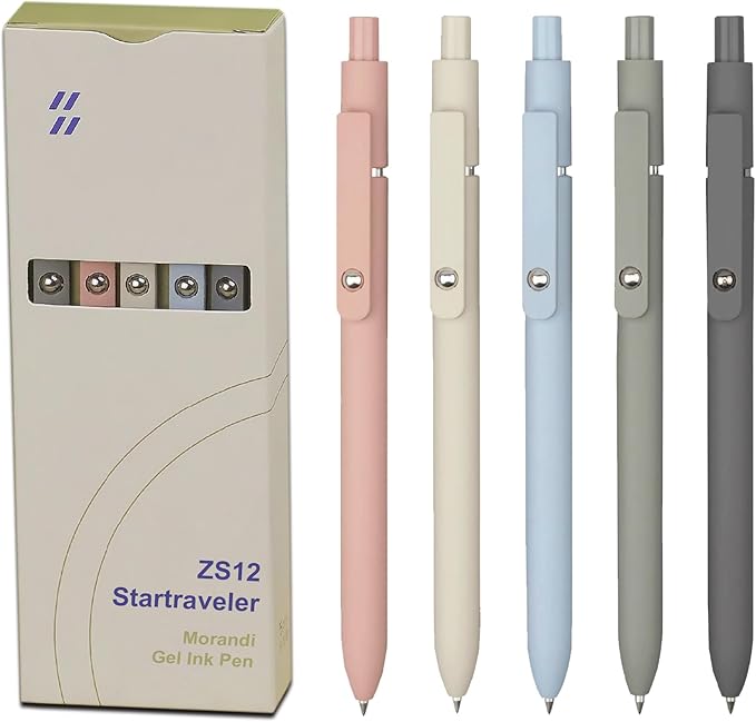 VICO Gel Pens, 5 Pcs 0.5mm Quick Dry Black Ink Pen Fine Point Smooth Writing Pens, Aesthetic Cute Office School Supplies Gifts for Women Men, High-End Series for Journaling Note Taking