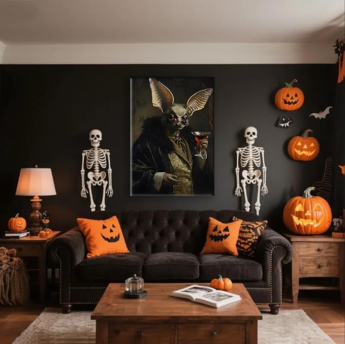 Jatinoo Gothic Bats Decor Wall Art Halloween Decorations Vintage Decor for Dark Academia Aesthetic Room and Gothic Home Decor