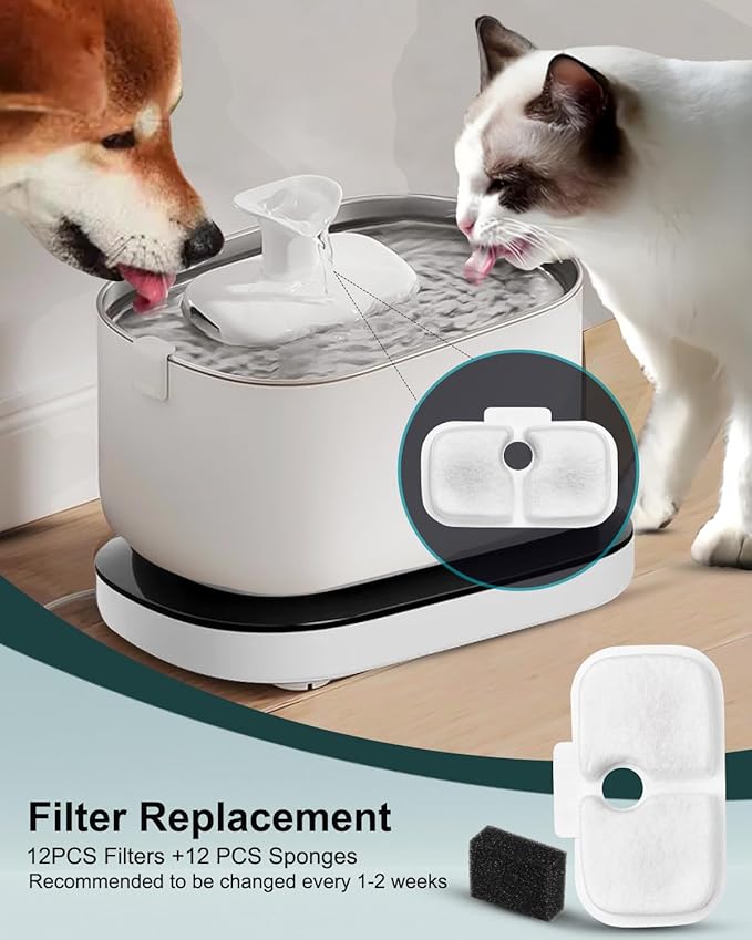 Cat Water Fountain Filter Replacements, 4 Months Set of Replacement Filters for Petlibro Dockstream Ultra Quiet Pet Water Fountain PLWF005 PLWF115 PLWF105 (8P)