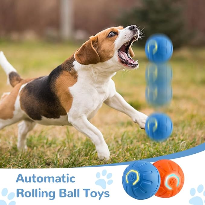 Interactive Pet Toy Automatic Rolling Ball - 2025 New Touch Motion Activated Ball for Dogs and Cats to Relieve Boredom - LED Flash Dog Toy (2 Colors)