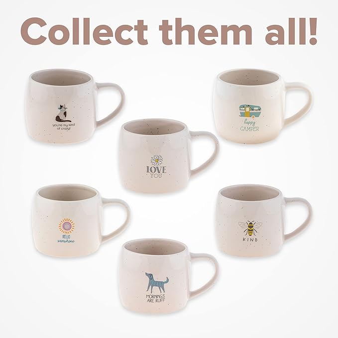 Karma Gifts Reese Ceramic Mug - 16-Ounce Coffee Cup - Cute Mugs for Women and Men - Daisy (Pack of 2)