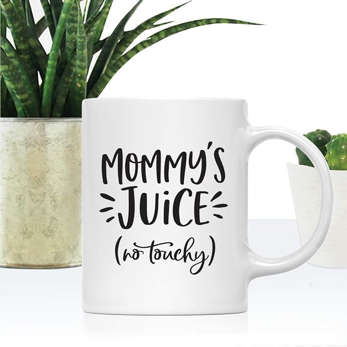 Andaz Press Mother's Day 11oz. Ceramic Coffee Tea Mug Gift for Mom, Mommy's Juice (no touchy), 1-Pack, Birthday Christmas Gift Ideas