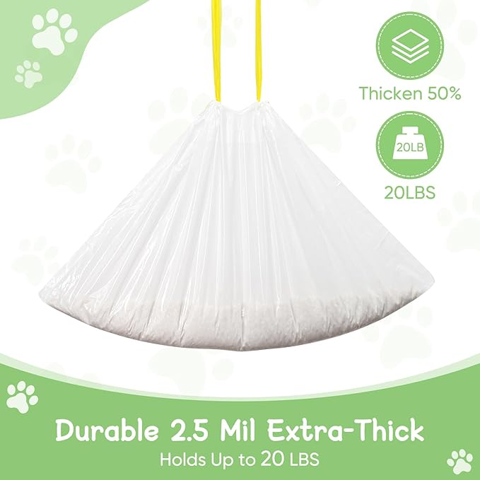 100 Count Cat Litter Box Liners for Self-Cleaning Cat Litter Box, Compatible with MeoWant MW-SC01/MW-SC02/MW-LR01 PETKIT PuraX PuraMax Drawstring Replaced Bags Waste Bags (5Pack/100 Counts）
