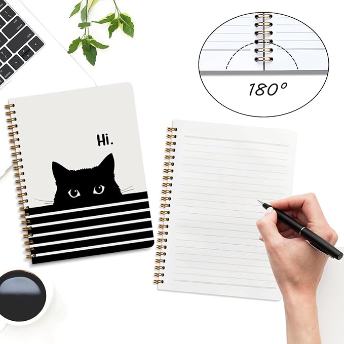 2 Pcs Cute Cat Spiral Notebook, Cute Gifts Journaling Notebooks for Work, College Ruled Notebook Journal, Peeking, Office Home College Supplies Cat Themed Gifts for Girls Teens Colleagues
