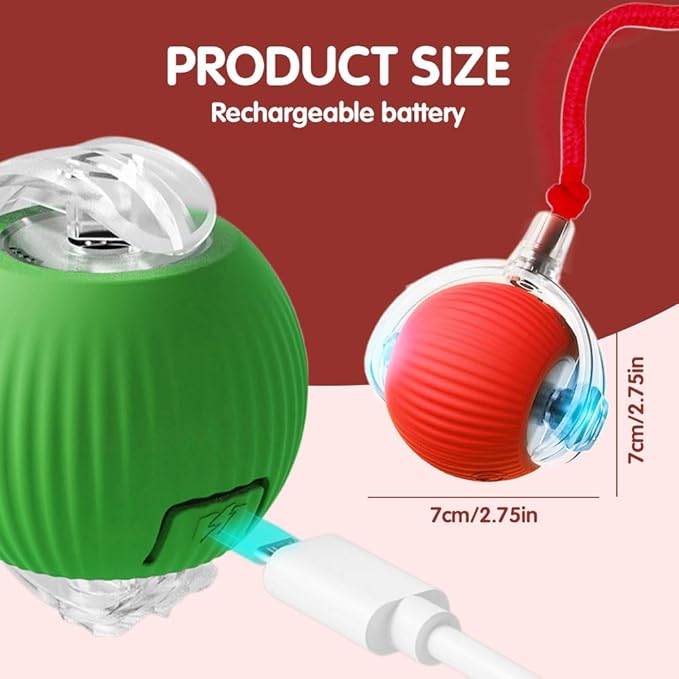 Interactive Cat Ball Toy, Interactive Pet Toys, Intelligent Rolling Kitten Ball Toys, Indoor Adult Cats Toys, Indoor Pet Cat Balls, Automatic Toys with Cord Imitation Mouse (Green)